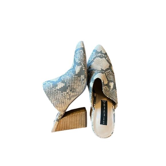 Steven by Steve Madden Mule Slide On Snakeskin Bishop Block Heel - Picture 3 of 6